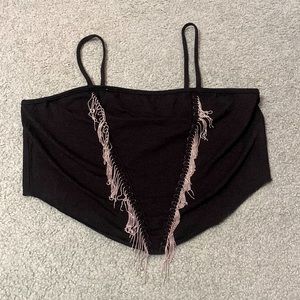 Black Fringe Top - Never Worn